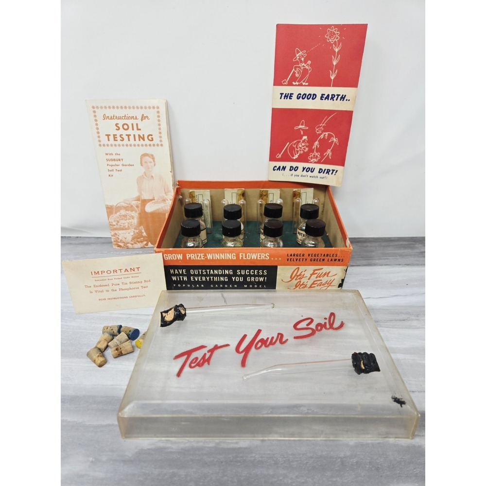 Vintage Sudbury Soil Test Kit Complete 1950s Garden Chemistry Set Gardener Decor